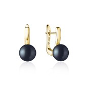 Cercei cu perle naturale negre din argint placat cu aur galben cu tortite DiAmanti SK25243GYEL_W-G